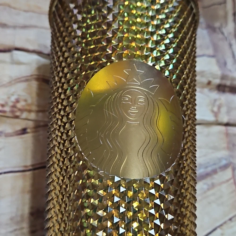 Disney World Parks Starbucks 50th Anniversary Metallic Gold Studded 20oz Tumbler